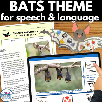 Preview of Bats Bundle for Speech Therapy Craft, Worksheet, & Boom Cards | Halloween | Fall