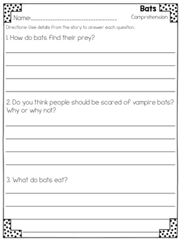 Bats Close Reading Practice by The Enriched Classroom | TPT