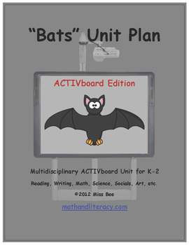 Preview of "Bats" Common Core Aligned Math and Literacy Unit - ACTIVboard EDITION