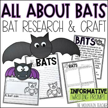 Preview of All About Bats Informative Writing Activity & Bat Craft for Fall Bulletin Board