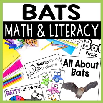 Preview of All About Bats Unit, Bat Craft, Writing Template, Activities, Math & More
