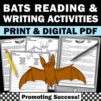 Preview of All About Bats Halloween Science Reading Comprehension Passages and Questions