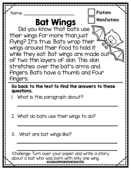 Bats Reading Comprehension Passages Freebie for Grades 2-3 by Literacy ...