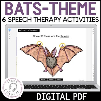 Preview of Bats Speech Therapy Activities for Language Articulation Mixed Groups Digital