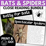 Bats & Spiders Close Reading Comprehension Passages Writin