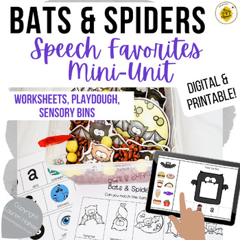 Preview of Bats & Spiders Speech Therapy Mini Unit | Digital Printable