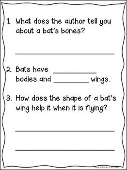 Bats an Informational Texts for Kindergarten & First Grade | Close Reading