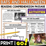 Bats and Halloween Reading Comprehension Passage Halloween