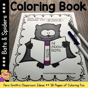 Preview of Bats and Spiders Coloring Pages | Bats and Spiders Coloring Book