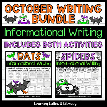 Preview of Bats and Spiders Writing Activity Halloween No Prep Animal Research Articles