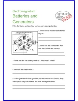 Preview of Batteries and generators quiz