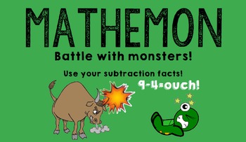 Preview of MATHEMON - Subtraction Fact Fluency Card Game (Like Pokemon)