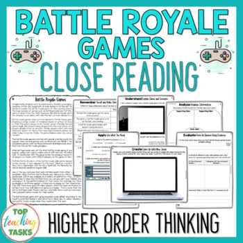 Preview of Battle Royale Reading Comprehension Passages and Questions | Video Games Reading