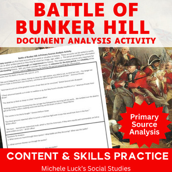 Preview of Battle of Bunker Hill American Revolution Document Analysis Activity