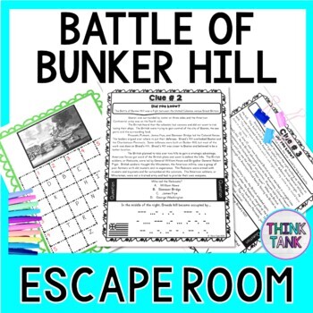 Preview of Battle of Bunker Hill ESCAPE ROOM:  Revolutionary War - Print & Go!