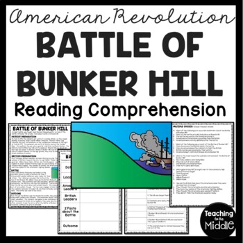 Battle of Bunker Hill Reading Comprehension Worksheet American Revolution