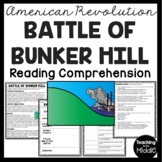 Battle of Bunker Hill Reading Comprehension Worksheet Amer