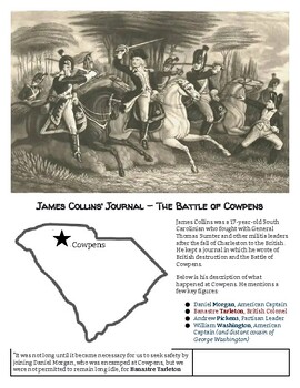 Preview of Battle of Cowpens - Revolutionary War Primary Source Analysis