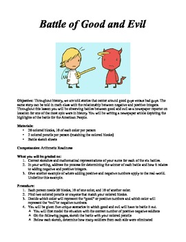 Preview of Battle of Good and Evil: Adding Negative and Positive Integers