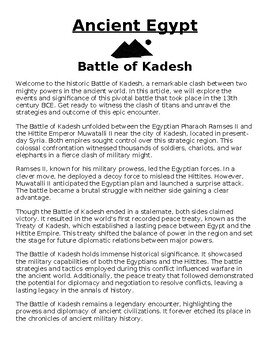 Preview of Battle of Kadesh Article &  Questions (WORD)