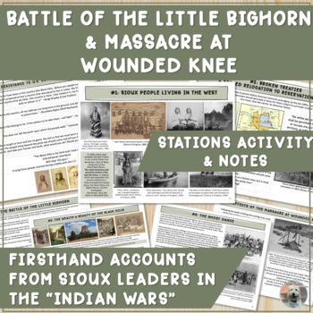 Preview of Battle of Little Bighorn & Massacre at Wounded Knee Stations & Notes Activity