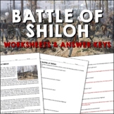 Battle of Shiloh Civil War Reading Worksheets and Answer Keys