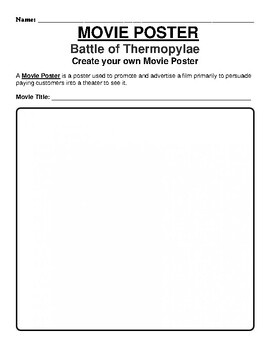 Preview of Battle of Thermopylae "Movie Poster" WebQuest & Worksheet