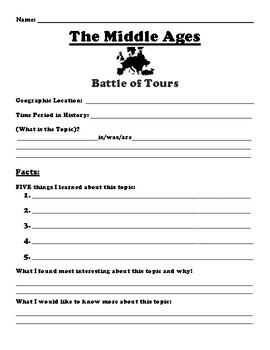 Preview of Battle of Tours "5 FACT" Summary Assignment
