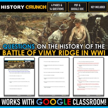 Preview of Battle of Vimy Ridge in World War I - Questions and Key (Google Doc Included)
