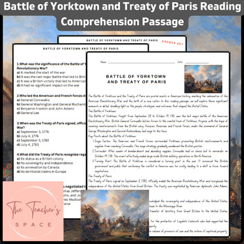 Preview of Battle of Yorktown and Treaty of Paris Reading Comprehension Passage