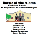 Battle of the Alamo Historic Figure Worksheet Packet Bundl