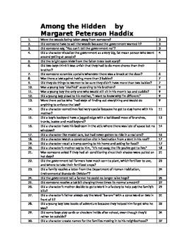 Preview of Battle of the Books - 100 Questions from Among the Hidden by Margaret P. Haddix