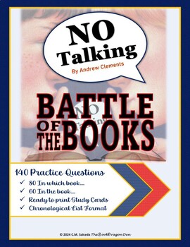 Preview of Battle of the Books Chapter Questions - No Talking by Andrew Clements