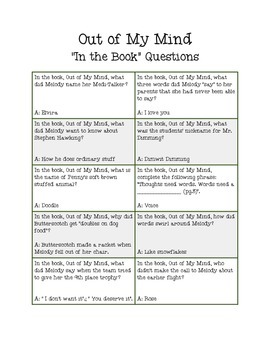 battle of the books questions for out of my mind by wonderstruck designs