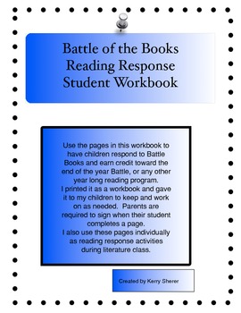 Preview of Battle of the Books Reading Response Workbook
