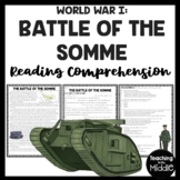 Battle of the Somme World War I Reading Comprehension Info