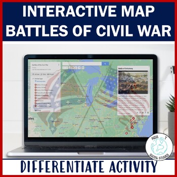 Preview of Battles of Civil War Interactive Map activity and virtual field trip