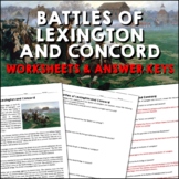 Battles of Lexington and Concord Reading Worksheets and An