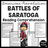 Battles of Saratoga Reading Comprehension Worksheet Americ