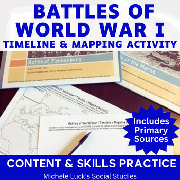 Preview of Battles of WWI Inquiry & Investigation Timeline & Mapping Activity World War One