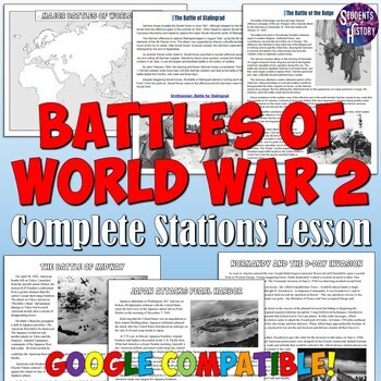 Preview of Battles of World War 2 Stations Lesson: Map Activity, Reading & Digital Resource