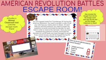 Preview of Battles of the American Revolution Escape room w/Bitmoji Classroom! 