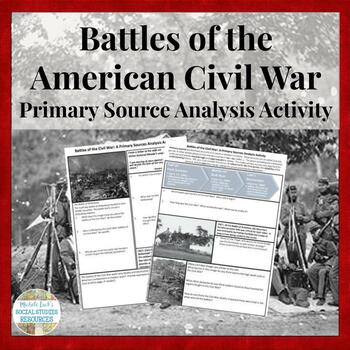 Preview of Battles of Civil War Primary Source Analysis Activity Handout Assignment