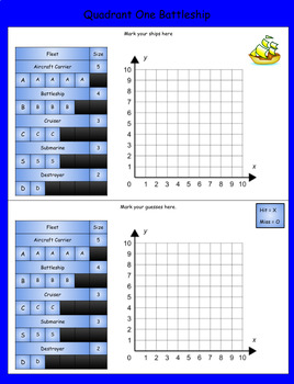 Preview of Battleship Coordinate Plane Game