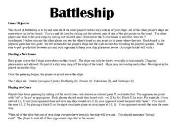 Preview of Battleship on the Coordinate Plane