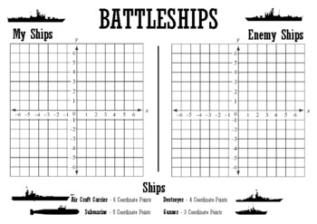 Preview of Battleships Game using Cartesian Coordinates