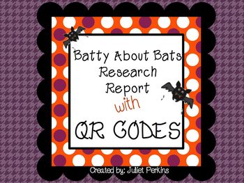 Preview of Batty About Bats Research Report with QR CODES