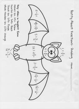 Preview of Batty About Dividing Fractions & Whole Numbers