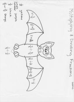 Preview of Batty About Multiplying and Dividing Fractions Color By Number
