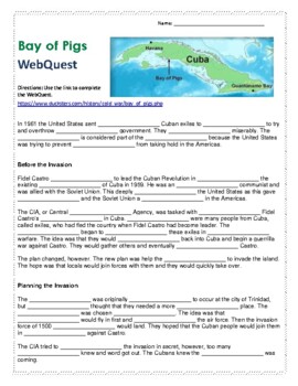 Preview of Bay of Pigs Cold War WebQuest